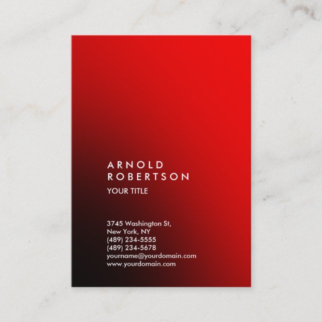Tarjeta de visita profesional grande estilo rojo t (Anverso)