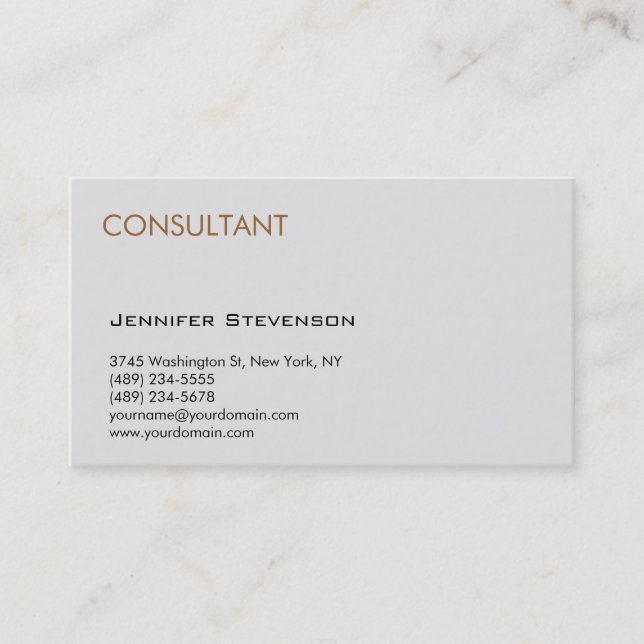 Tarjeta de visita profesional Gray de consultor mo (Anverso)