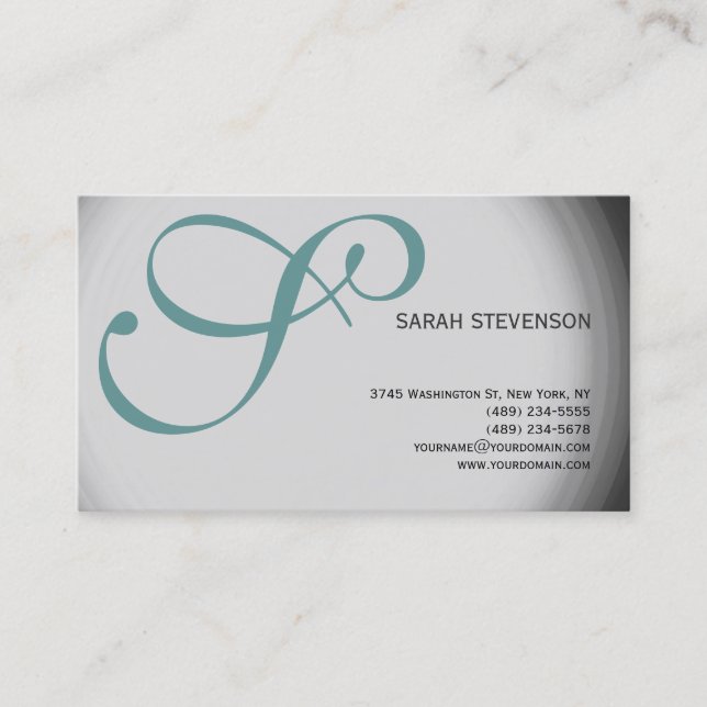 Tarjeta de visita profesional Gray Monogram (Anverso)