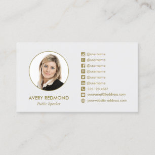 Tarjeta De Visita Profesional Gris Añadir Iconos De Fotografía En Me