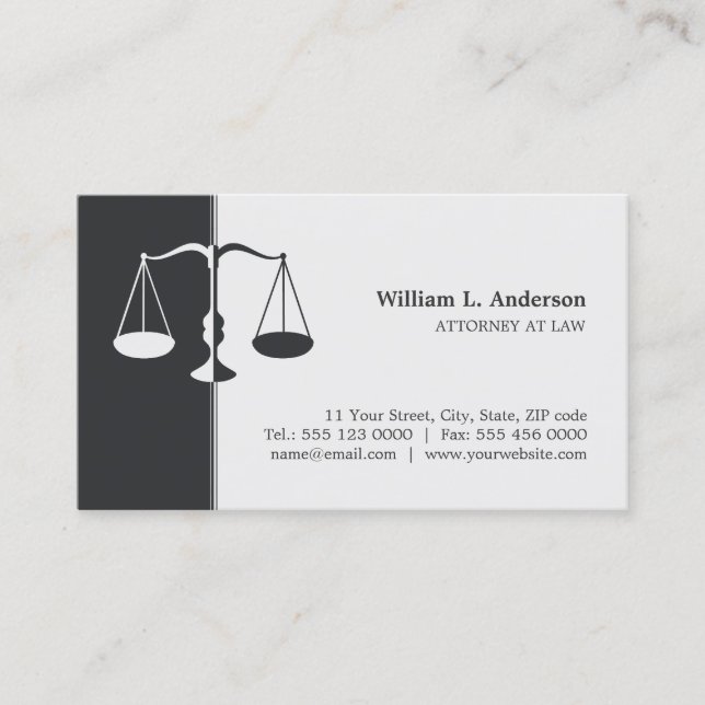 Tarjeta de visita profesional (gris) del abogado (Anverso)