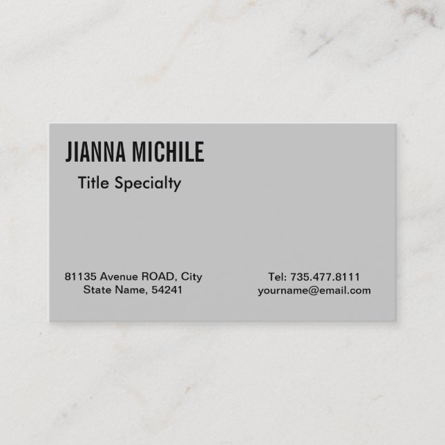 Tarjeta De Visita Profesional Gris Minimalista (Anverso)