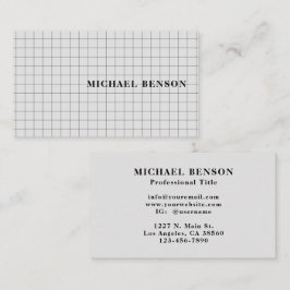 Tarjeta De Visita Profesional Gris Negro Cuadrícula Elegante