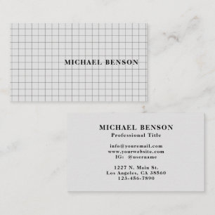 Tarjeta De Visita Profesional Gris Negro Cuadrícula Elegante