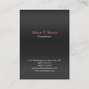 Tarjeta De Visita Profesional Gris Plano Femenino Minimalista Único