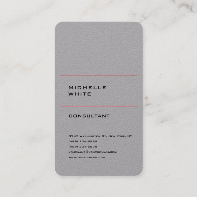 Tarjeta De Visita Profesional gris sencillo y minimalista (Anverso)