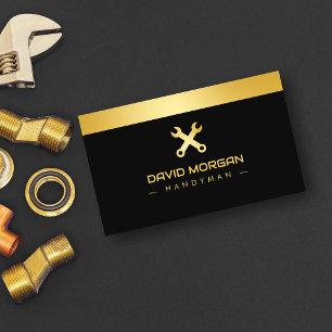 Tarjeta De Visita Profesional Handyman Black And Gold
