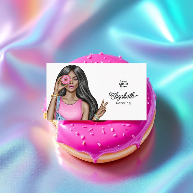 Tarjeta De Visita Profesional Ilustrado De Moda Caliente Pink (Trendy Illustrated Hot-Pink Professional Business Card)