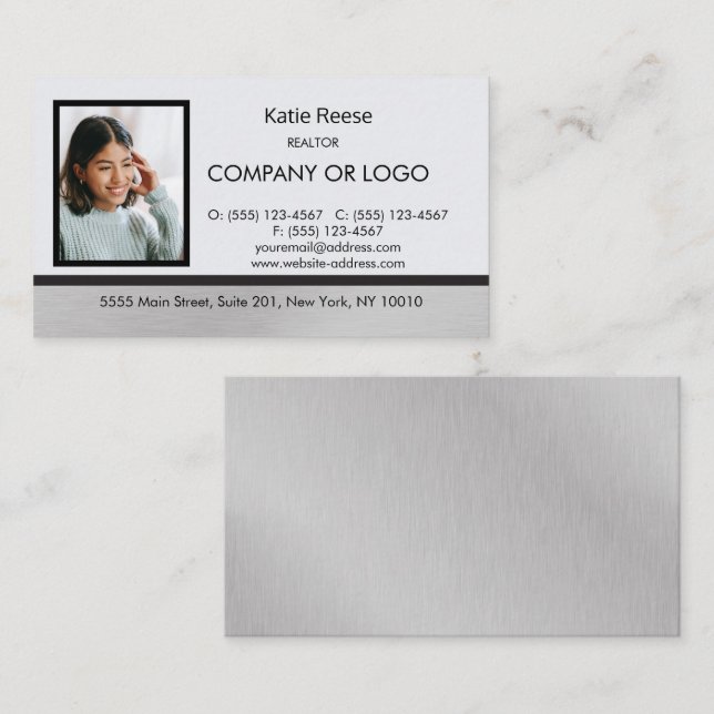 Tarjeta De Visita Profesional inmobiliario Añadir foto y logotipo (Anverso / Reverso)