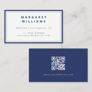 Tarjeta De Visita Profesional Inmobiliario Frontera Azul Marino Mini