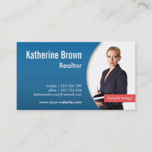 Tarjeta De Visita Profesional Inmobiliario Moderno Foto Azul de Bien