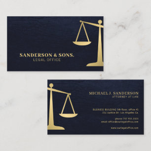 Tarjeta De Visita profesional jurídico navío dorado abogado 