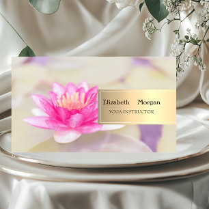 Tarjeta De Visita Profesional Lotus Yoga Bokeh Gold