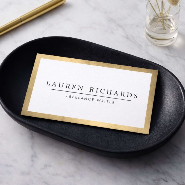 Tarjeta De Visita Profesional Luxe Falso Dorado y Blanco (Subido por el creador)