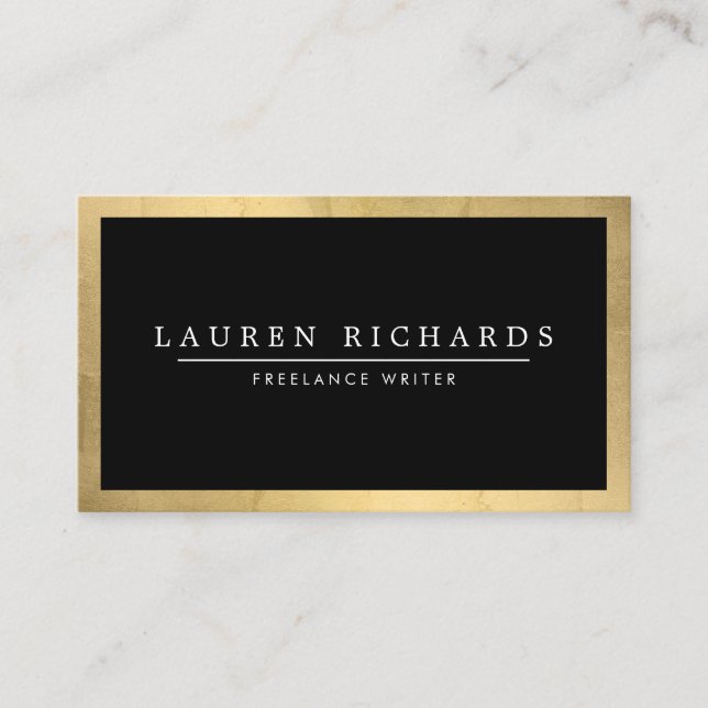 Tarjeta De Visita Profesional Luxe Faux Gold y Black (Anverso)
