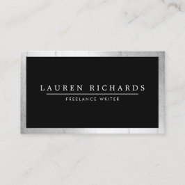 Tarjeta De Visita Profesional Luxe Faux Silver y Black