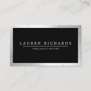 Tarjeta De Visita Profesional Luxe Faux Silver y Black