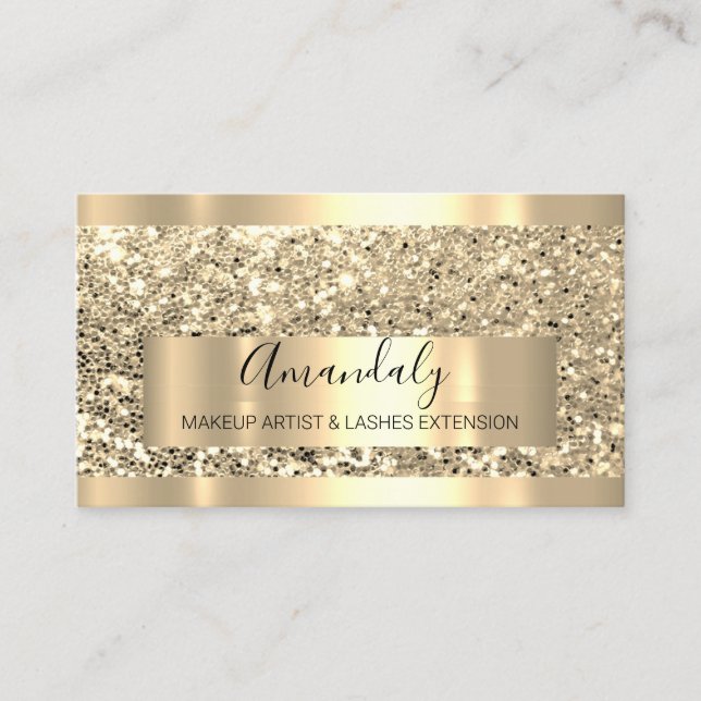 Tarjeta De Visita Profesional Makeup Artist Lash Event Planner Gold (Anverso)