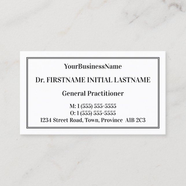 Tarjeta de visita profesional médica sencilla (Anverso)