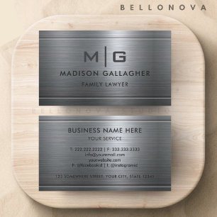 Tarjeta De Visita Profesional Metalizado de gris plateado personaliz