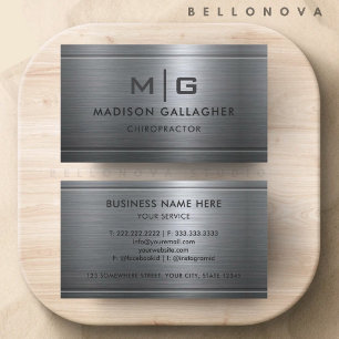 Tarjeta De Visita Profesional Metalizado de gris plateado personaliz