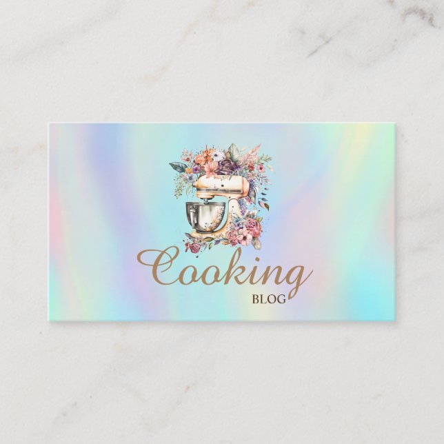 Tarjeta De Visita Profesional,Mezclador floral,Holográfico de cocina (Anverso)