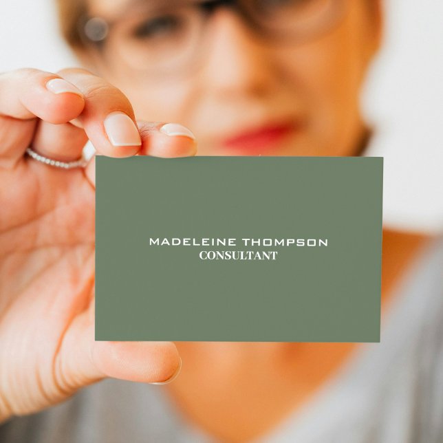 Tarjeta De Visita Profesional minimalista (Minimalist Professional Business Card in olive green color)
