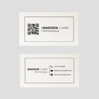 Tarjeta De Visita Profesional minimalista autónomo Código QR Moderno