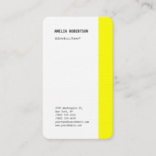 Tarjeta De Visita Profesional Minimalista blanco amarillo moderno