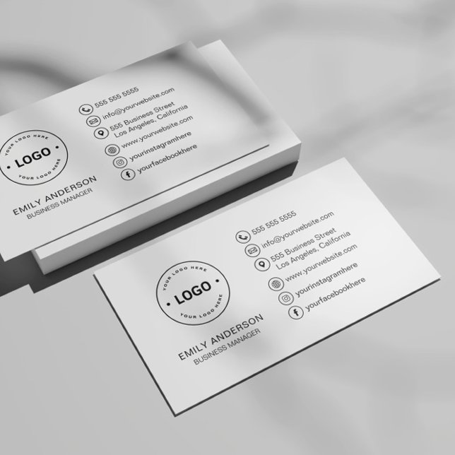 Tarjeta De Visita Profesional Minimalista con logotipo de personaliz (Custom Logo Icons Minimalist Professional Business Card by MINTIC DESIGN STUDIO)