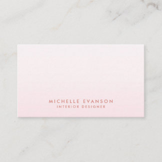 Tarjeta De Visita Profesional Minimalista de Rubor Pink Ombre