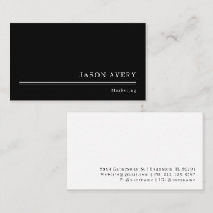Tarjeta De Visita Profesional minimalista en blanco y negro