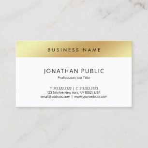 Tarjeta De Visita Profesional Minimalista Moderno Chic Limpio Dorado