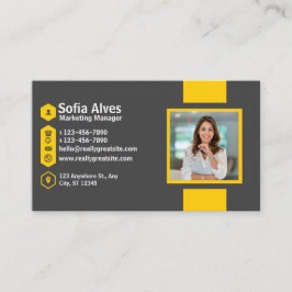 Tarjeta De Visita Profesional Minimalista moderno de foto gris amari