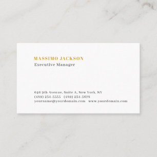 Tarjeta De Visita Profesional minimalista moderno oro blanco llano