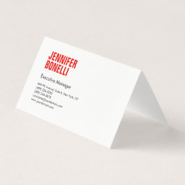 Tarjeta De Visita Profesional minimalista moderno rojo blanco audaz