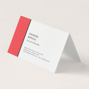 Tarjeta De Visita Profesional minimalista moderno rojo blanco llano