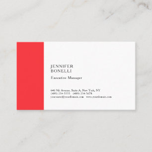Tarjeta De Visita Profesional minimalista moderno rojo blanco llano