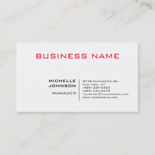Tarjeta De Visita Profesional Minimalista Moderno Rojo Blanco Plano