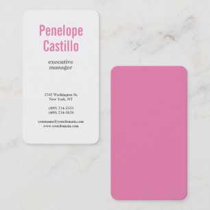 Tarjeta De Visita Profesional Minimalista Moderno Rosa Blanco Plano