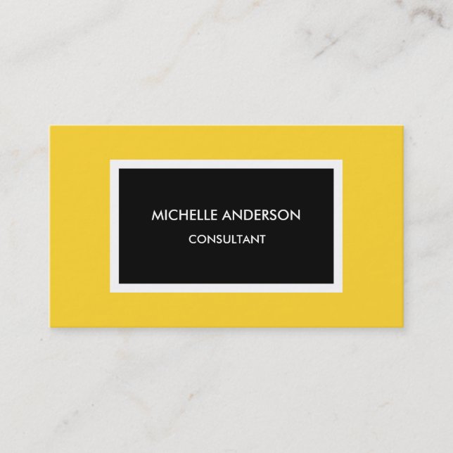 Tarjeta De Visita Profesional Minimalista negro amarillo moderno (Anverso)
