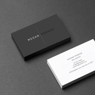 Tarjeta De Visita Profesional Minimalista negro brillante | Emprende