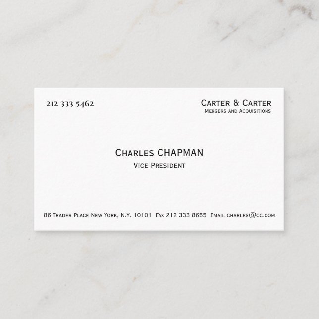 Tarjeta De Visita Profesional Minimalista negro y blanco elegante (Anverso)