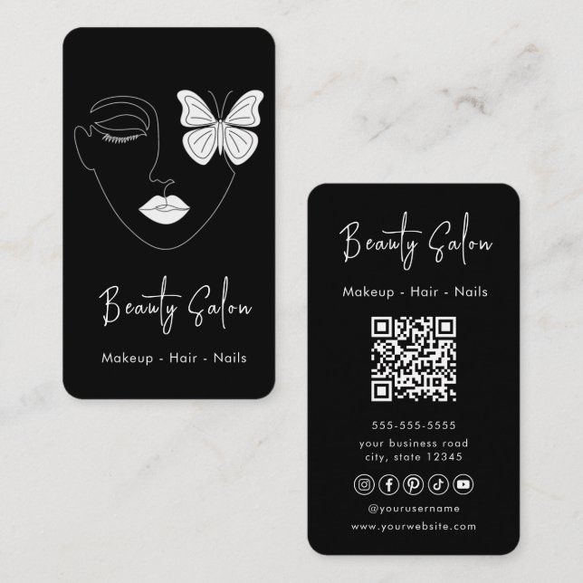 Tarjeta de visita profesional minimalista Salón de (Anverso / Reverso)