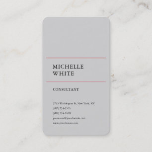 Tarjeta De Visita Profesional minimalista simple y gris rojo