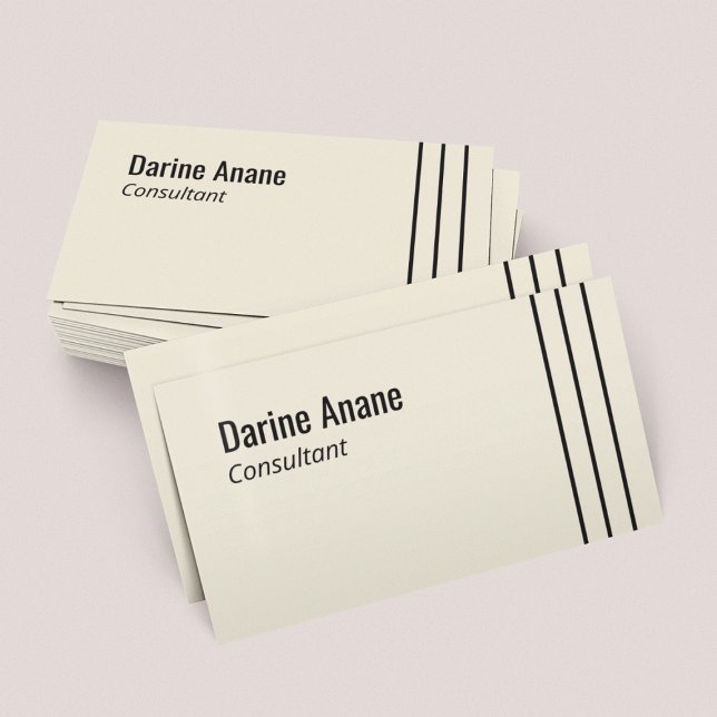 Tarjeta De Visita Profesional minimo de franjas de blanco y negro (Subido por el creador)