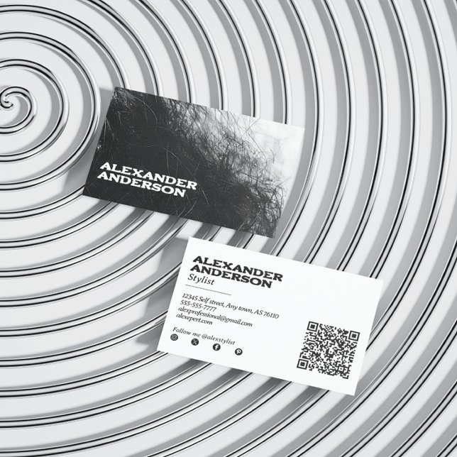 Tarjeta De Visita Profesional mínimo del carbón vegetal negro (Minimal Black Charcoal Scribble Professional Business Card)