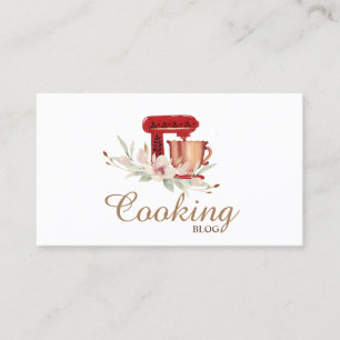 Tarjeta De Visita Profesional, Moderna, Batidora Roja, Flor, Cocina