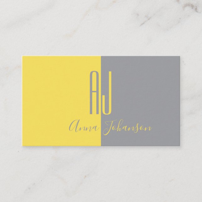 Tarjeta De Visita Profesional moderno amarillo y gris (Anverso)