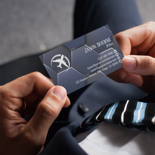 Tarjeta De Visita Profesional Moderno Azul Marino de Código QR Aeron